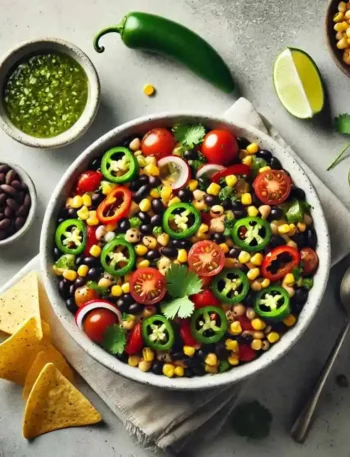 Cowboy Caviar - Healthy Vegan Dip with Black Beans, Corn, and Fresh Veggies.